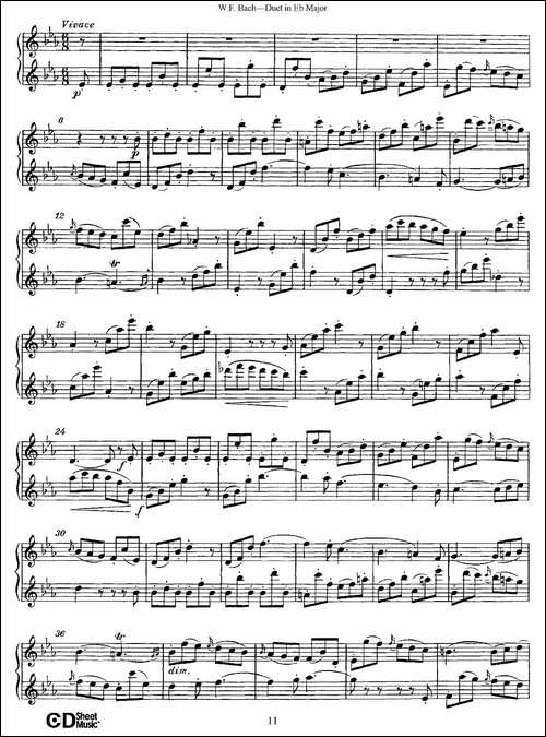 Eb大调二重奏-长笛五线谱|长笛谱