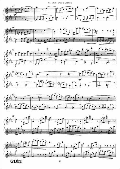 Eb大调二重奏-长笛五线谱|长笛谱