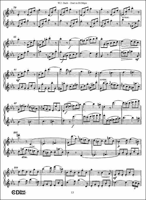 Eb大调二重奏-长笛五线谱|长笛谱