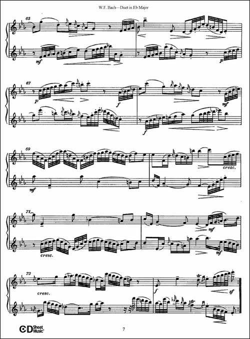 Eb大调二重奏-长笛五线谱|长笛谱