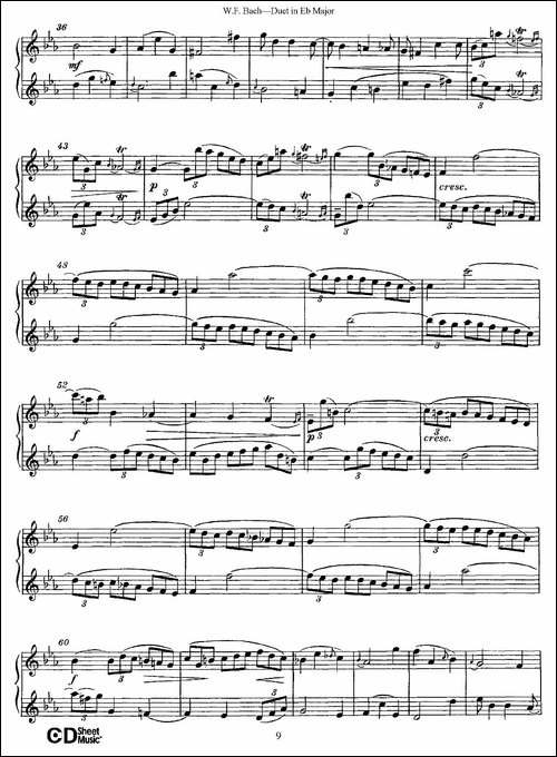 Eb大调二重奏-长笛五线谱|长笛谱