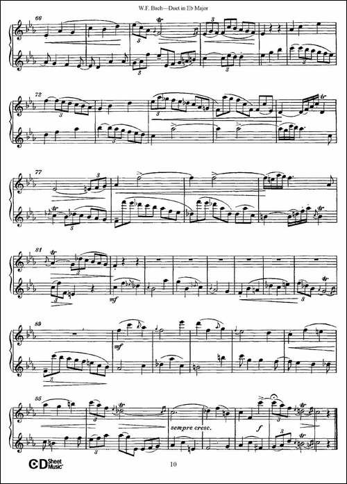 Eb大调二重奏-长笛五线谱|长笛谱