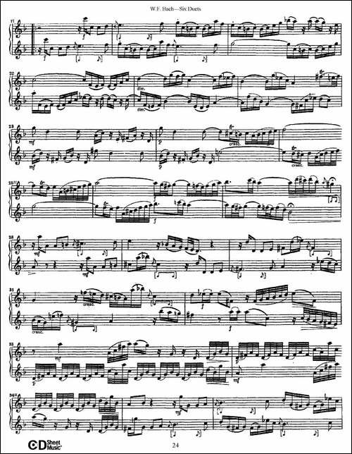 W.F.巴赫—六首二重奏练习曲-4-长笛五线谱|长笛谱 - 图2 W.F.巴赫—六首二重奏练习曲-4-长笛五线谱|长笛谱