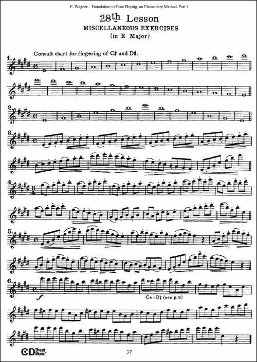 长笛演奏基础教程练习-21—30-长笛五线谱|长笛谱