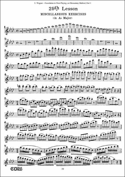 长笛演奏基础教程练习-21—30-长笛五线谱|长笛谱