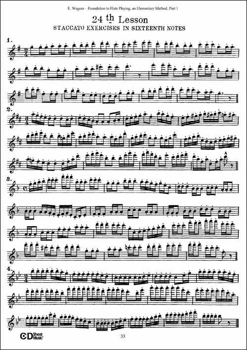 长笛演奏基础教程练习-21—30-长笛五线谱|长笛谱