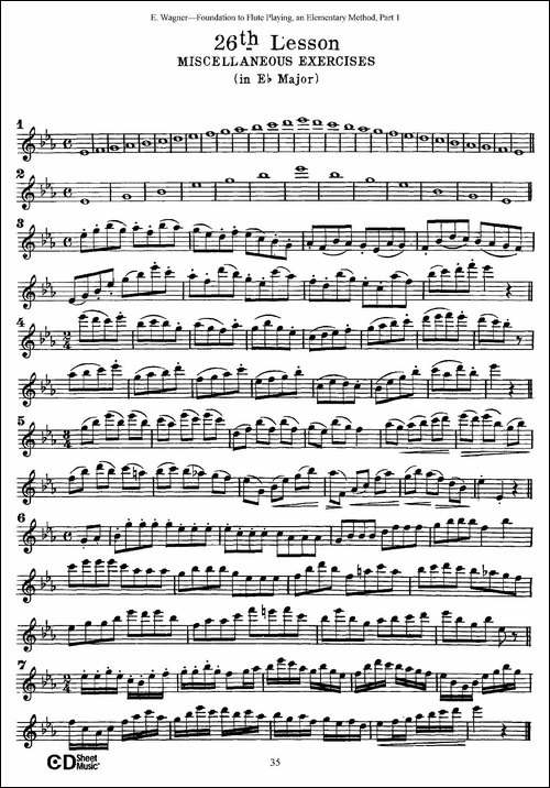 长笛演奏基础教程练习-21—30-长笛五线谱|长笛谱