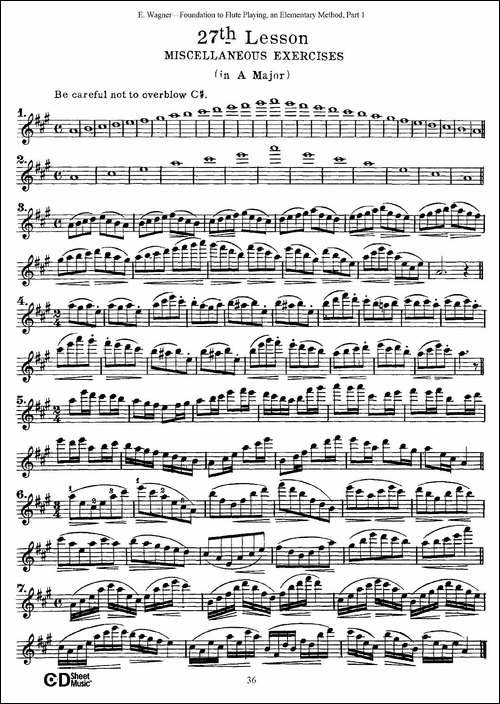 长笛演奏基础教程练习-21—30-长笛五线谱|长笛谱