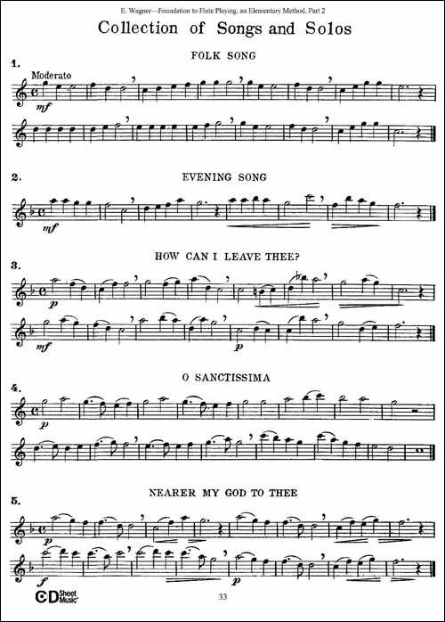 长笛演奏基础教程练习-Collection-of-Songs-an-长笛五线谱|长笛谱