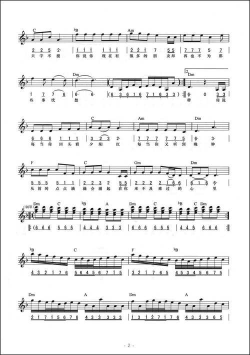 睡在我上铺的兄弟-线简-电子琴谱