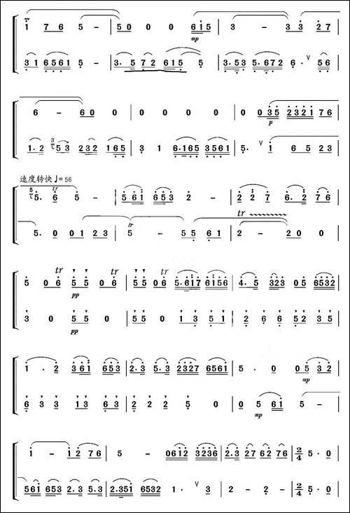 化蝶-竹笛二重奏-笛箫间谱|笛箫谱