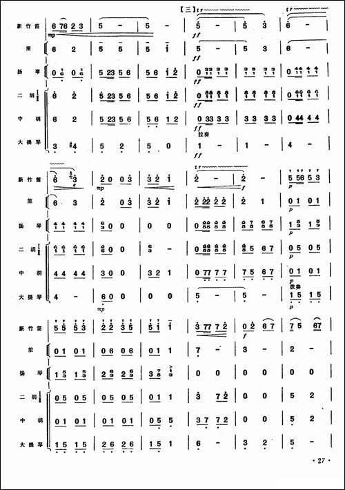 在希望的田野上-新竹笛+乐队伴奏-笛箫间谱|笛箫谱 - 图4 在希望的田野上-新竹笛+乐队伴奏-笛箫间谱|笛箫谱