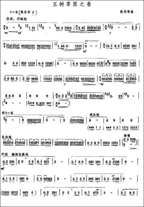 玉树草原之春-笛箫间谱|笛箫谱