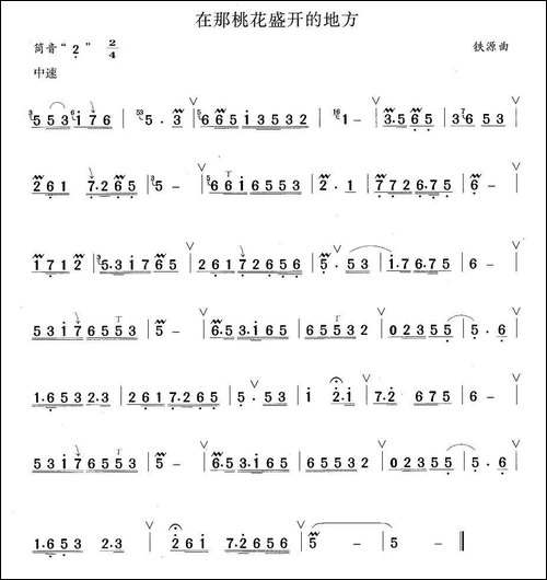 在那桃花盛开的地方-笛箫间谱|笛箫谱