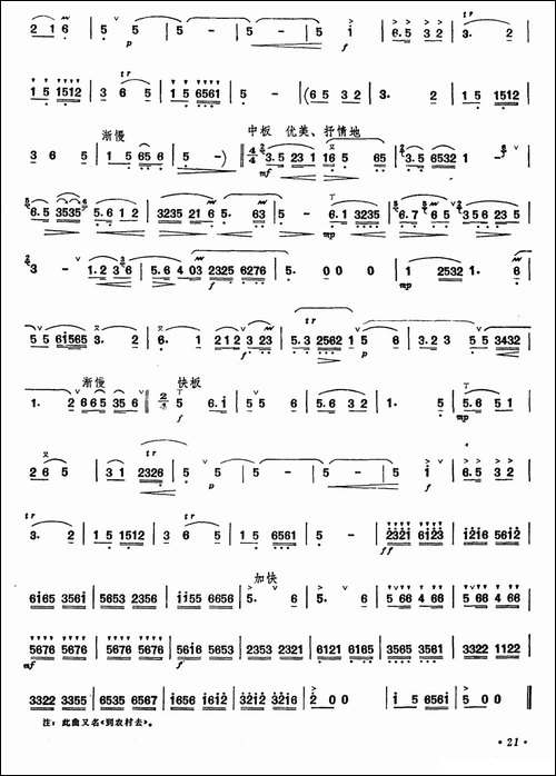 下乡-又名：到农村去-笛箫间谱|笛箫谱