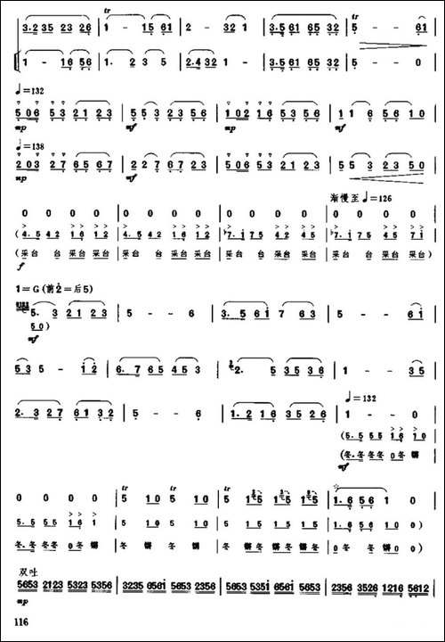 凤阳花鼓-笛箫简谱|笛箫谱