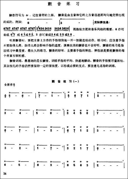 笛子颤音练习-笛箫简谱|笛箫谱