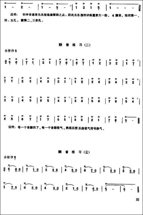 笛子颤音练习-笛箫简谱|笛箫谱