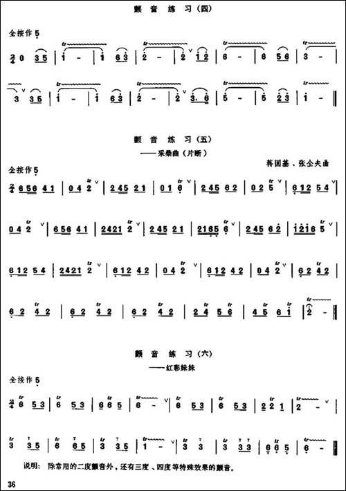 笛子颤音练习-笛箫简谱|笛箫谱