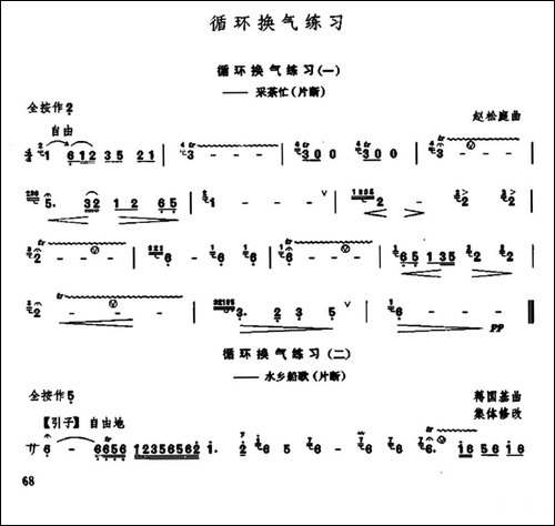 笛子循环换气练习-笛箫简谱|笛箫谱