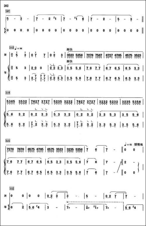 月儿高-箫+筝-笛箫简谱|笛箫谱