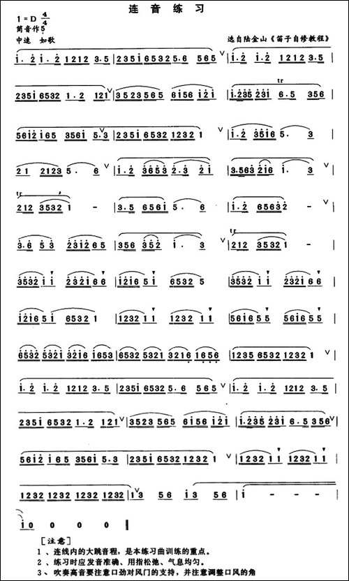 笛子连音练习-笛箫简谱|笛箫谱