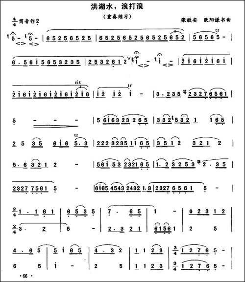 洪湖水，浪打浪-笛箫简谱|笛箫谱