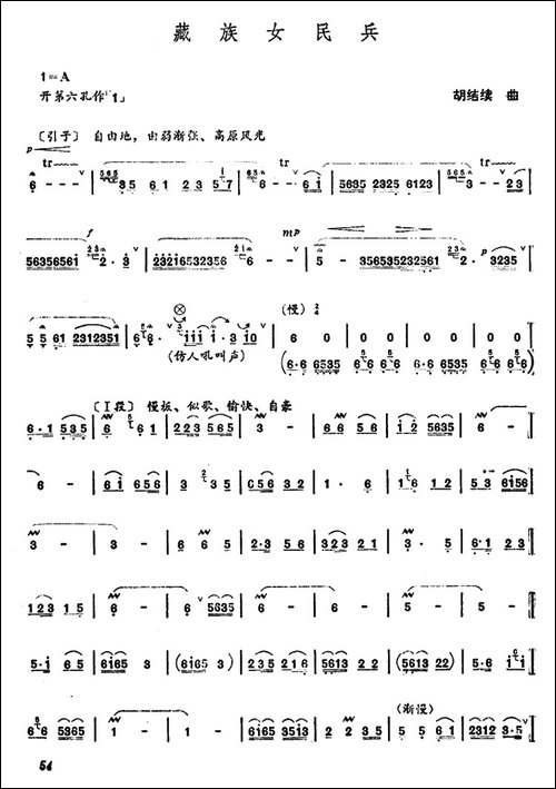 藏族女民兵-笛箫简谱|笛箫谱