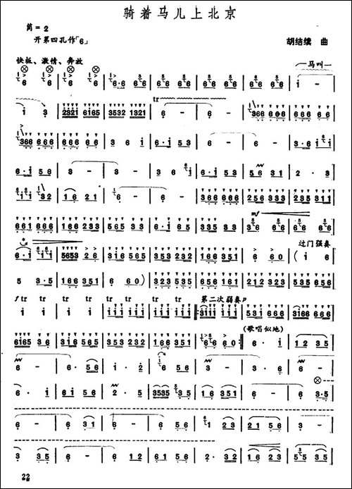 骑着马儿上北京-笛箫简谱|笛箫谱 - 图1 骑着马儿上北京-笛箫简谱|笛箫谱