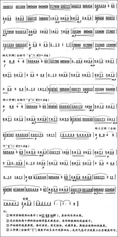 笛箫十级考级曲目:练习曲四-转调与技艺综合练习曲-笛箫简谱|笛箫谱 - 图2 笛箫十级考级曲目:练习曲四-转调与技艺综合练习曲-笛箫简谱|笛箫谱