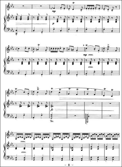 向往-曲笛+钢琴-笛箫间谱|笛箫谱