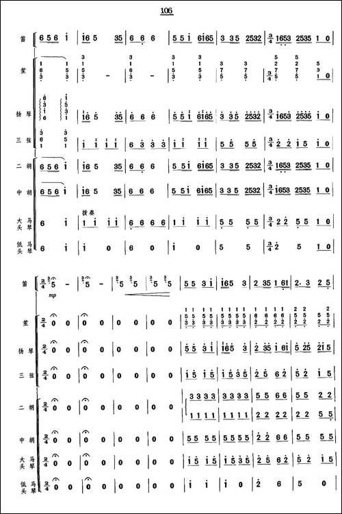 牧笛-笛子独奏+民乐队伴奏总谱-笛箫间谱|笛箫谱