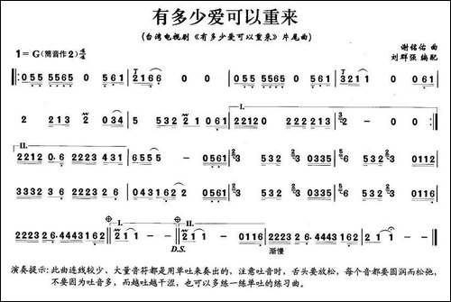 有多少爱可以重来-笛箫间谱|笛箫谱