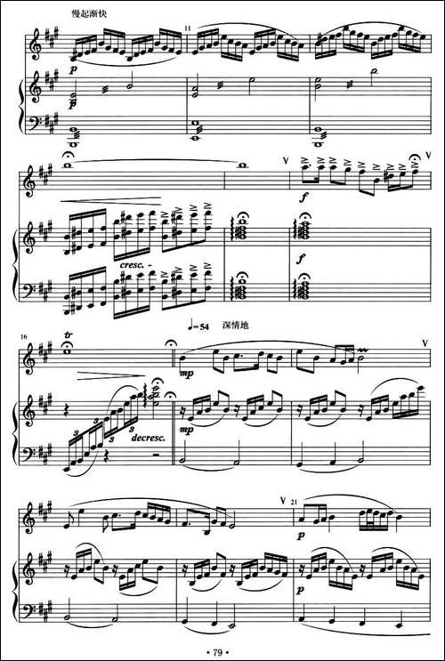 沂蒙情-竹笛+钢琴伴奏-笛箫间谱|笛箫谱