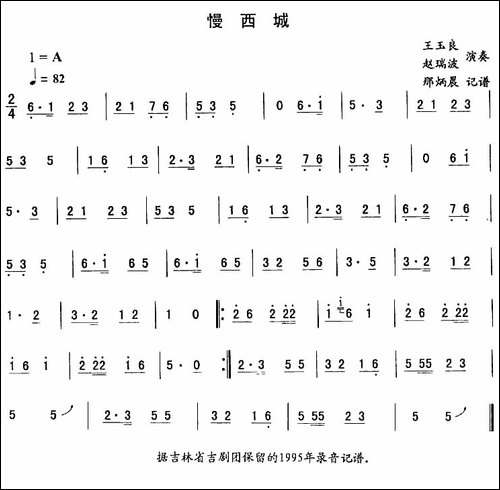 慢西城—东北秧歌曲牌-二人转伴奏谱-二人转谱