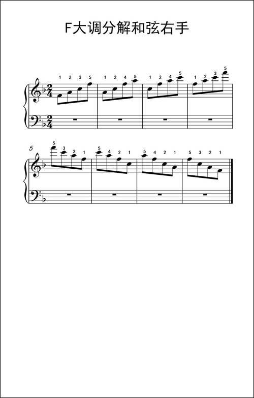 第二级 5.F大调分解和弦右手-中央音乐学院 钢琴-业余考级教程 1-3级-钢琴谱