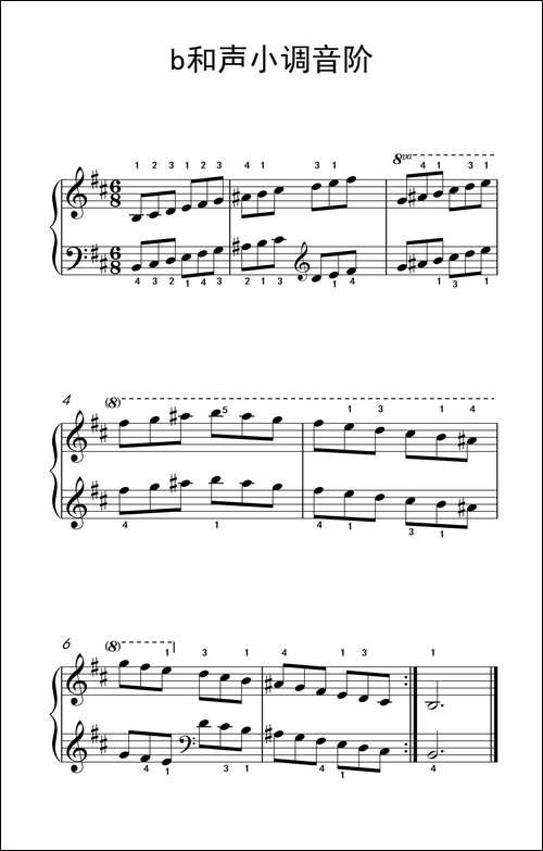 第三级 9.b和声小调音阶-中央音乐学院 钢琴-业余考级教程 1-3级-钢琴谱
