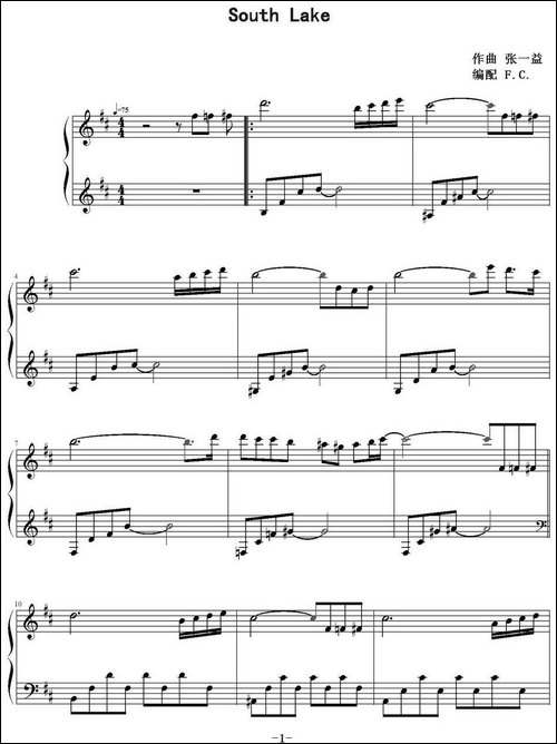 South Lake-钢琴谱