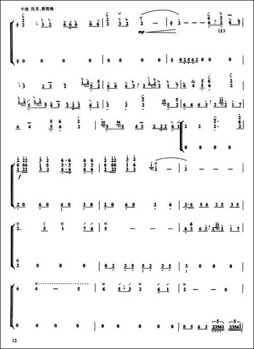 山丹丹花开红艳艳-古筝齐奏-简谱|古筝古琴谱