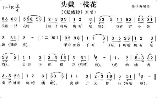 曲谱・《纺线纱》旦唱段【头戴一枝花】黄梅戏谱[pdf]下载
