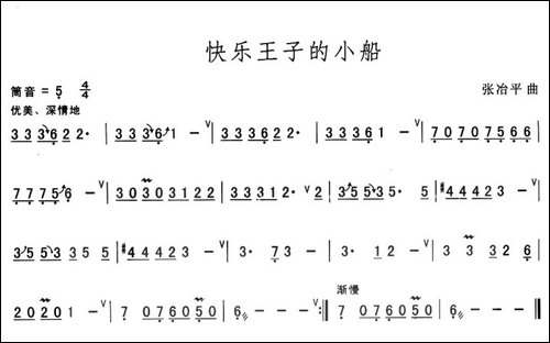 快乐王子的小船-葫芦丝谱
