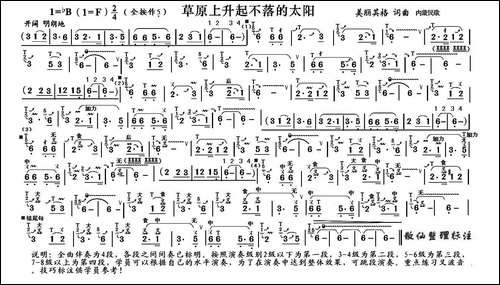 草原上升起不落的太阳-4个版本-葫芦丝谱
