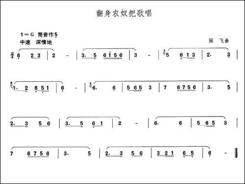 翻身农奴把歌唱-葫芦丝谱