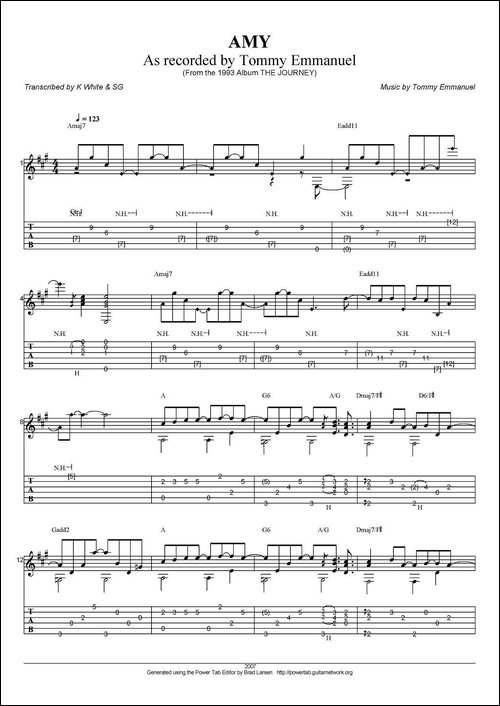 tommy-emmanuel：amy-指弹吉他-吉他谱