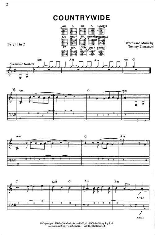 tommy-emmanuel：COUNTRYMIDE-指弹吉他-吉他谱