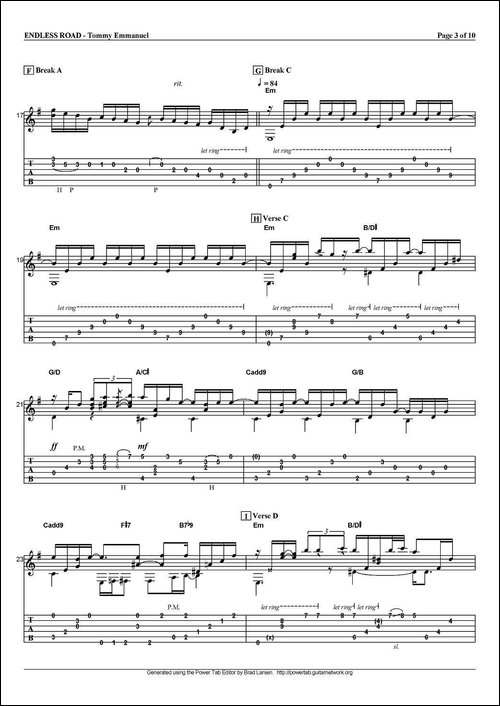 tommy-emmanuel：endless-road-指弹吉他-吉他谱
