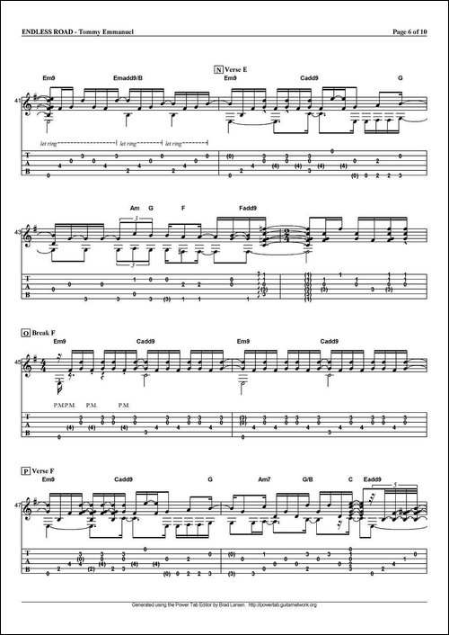 tommy-emmanuel：endless-road-指弹吉他-吉他谱