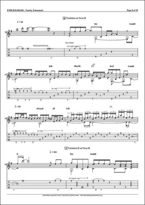 tommy-emmanuel：endless-road-指弹吉他-吉他谱