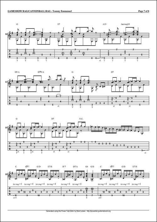 tommy-emmanuel：gameshow-ragcannonball-rag-指弹吉他-吉他谱