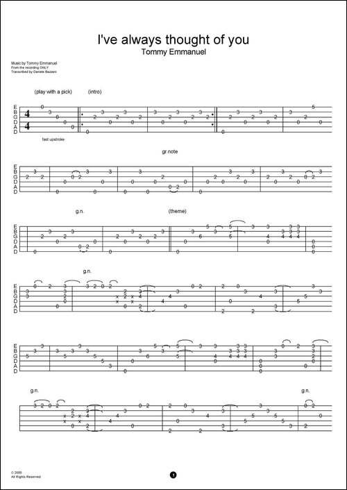 tommy-emmanuel；i-have-always-thought-of-you-指弹吉他-吉他谱
